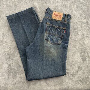 Vintage Bobson Jeans Mens Size 30x29” Japanese Denim Blue Whiskers Fade Y2K